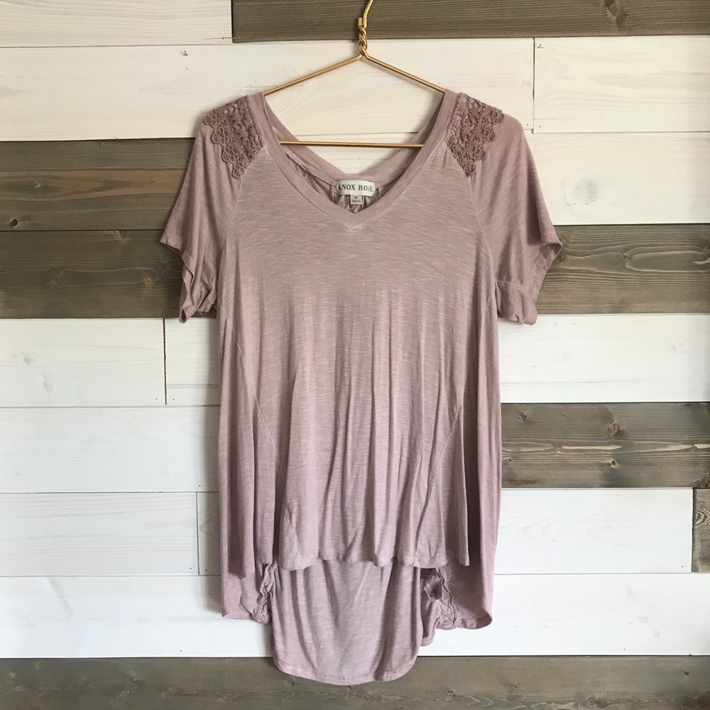 Knox Rose ⚜️ Dusty Rose Lace Detail Top